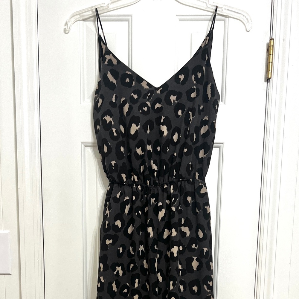 EUC Tyche Gray Black Animal Print Leopard Sleeveless Pantsuit Jumpsuit Size L